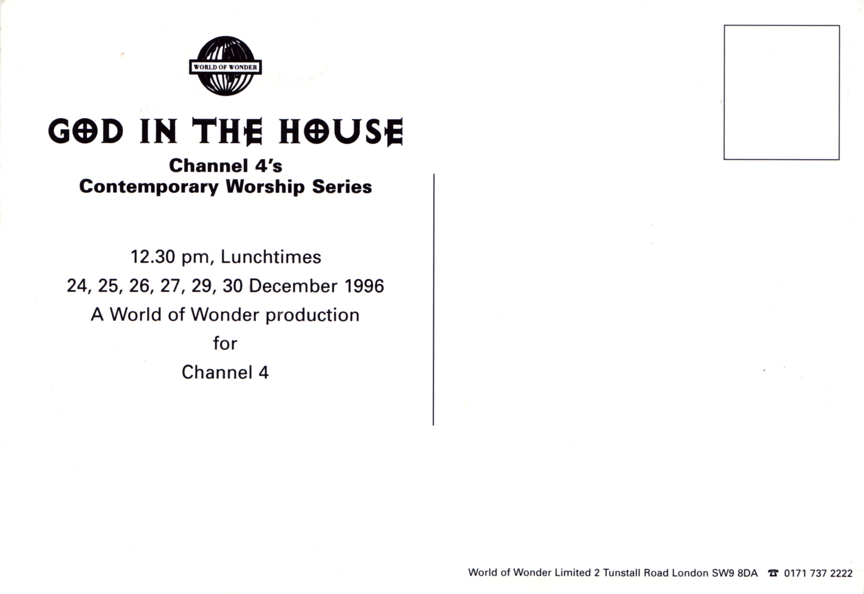 Grace 1996 God In The House flyer back